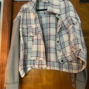 Plaid Women's Jacket with cream color Sleeves